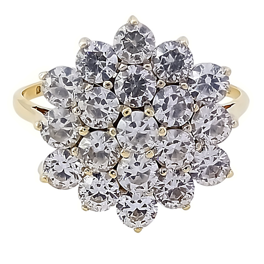 9ct gold Cubic Zirconia Cluster Ring size K